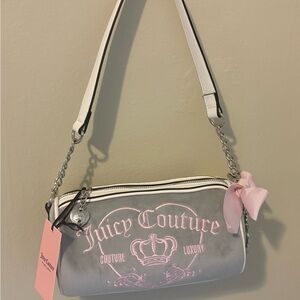 Juicy Couture Gray Shoulder Bag with Pink Details